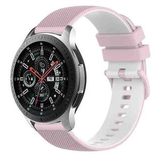 For Samsung Galaxy Watch 46mm 22mm Checkered Two-Color Silicone Watch Band(Pink+White)