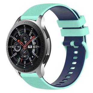 For Samsung Galaxy Watch 46mm 22mm Checkered Two-Color Silicone Watch Band(Teal+Blue)