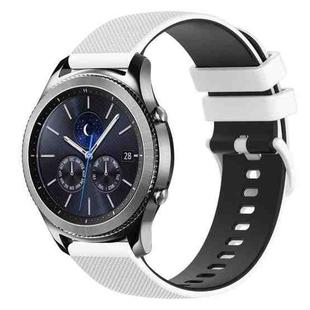 For Samsung Gear S3 Classic 22mm Checkered Two-Color Silicone Watch Band(White+Black)