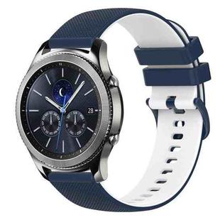 For Samsung Gear S3 Classic 22mm Checkered Two-Color Silicone Watch Band(Dark Blue+White)