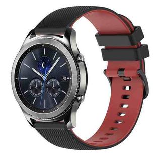 For Samsung Gear S3 Classic 22mm Checkered Two-Color Silicone Watch Band(Black+Red)