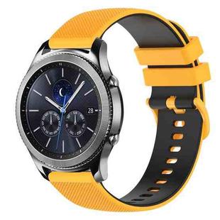 For Samsung Gear S3 Classic 22mm Checkered Two-Color Silicone Watch Band(Yellow+Black)