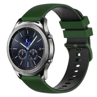 For Samsung Gear S3 Classic 22mm Checkered Two-Color Silicone Watch Band(Amy Green+Black)
