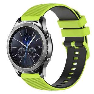 For Samsung Gear S3 Classic 22mm Checkered Two-Color Silicone Watch Band(Lime Green+Black)