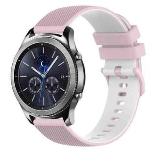 For Samsung Gear S3 Classic 22mm Checkered Two-Color Silicone Watch Band(Pink+White)