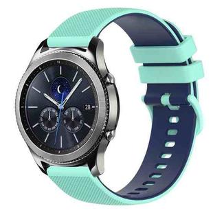 For Samsung Gear S3 Classic 22mm Checkered Two-Color Silicone Watch Band(Teal+Blue)