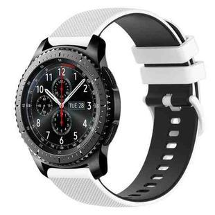 For Samsung Gear S3 Frontier 22mm Checkered Two-Color Silicone Watch Band(White+Black)