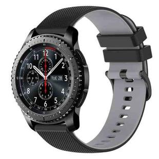 For Samsung Gear S3 Frontier 22mm Checkered Two-Color Silicone Watch Band(Black+Grey)