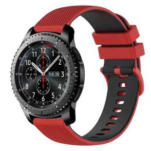 For Samsung Gear S3 Frontier 22mm Checkered Two-Color Silicone Watch Band(Red+Black)