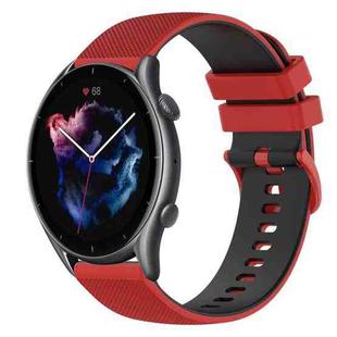For Amazfit GTR 3 22mm Checkered Two-Color Silicone Watch Band(Red+Black)