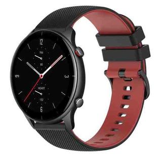 For Amazfit GTR 2e 22mm Checkered Two-Color Silicone Watch Band(Black+Red)