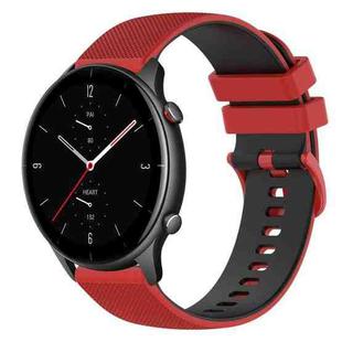 For Amazfit GTR 2e 22mm Checkered Two-Color Silicone Watch Band(Red+Black)