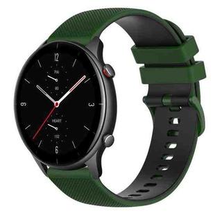 For Amazfit GTR 2e 22mm Checkered Two-Color Silicone Watch Band(Amy Green+Black)