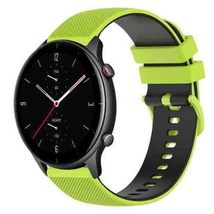 For Amazfit GTR 2e 22mm Checkered Two-Color Silicone Watch Band(Lime Green+Black)