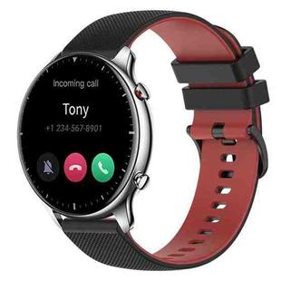 For Amazfit GTR 2 22mm Checkered Two-Color Silicone Watch Band(Black+Red)