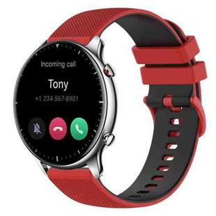 For Amazfit GTR 2 22mm Checkered Two-Color Silicone Watch Band(Red+Black)