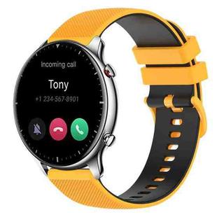 For Amazfit GTR 2 22mm Checkered Two-Color Silicone Watch Band(Yellow+Black)