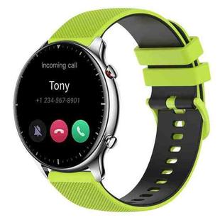 For Amazfit GTR 2 22mm Checkered Two-Color Silicone Watch Band(Lime Green+Black)