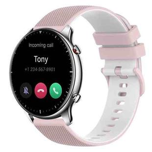 For Amazfit GTR 2 22mm Checkered Two-Color Silicone Watch Band(Pink+White)