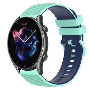 For Amazfit 3 22mm Checkered Two-Color Silicone Watch Band(Teal+Blue)