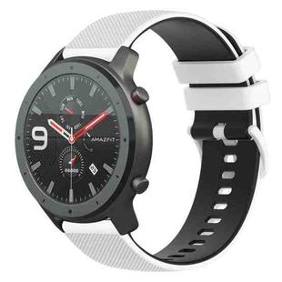 For Amazfit GTR 47mm 22mm Checkered Two-Color Silicone Watch Band(White+Black)