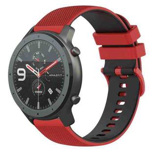 For Amazfit GTR 47mm 22mm Checkered Two-Color Silicone Watch Band(Red+Black)