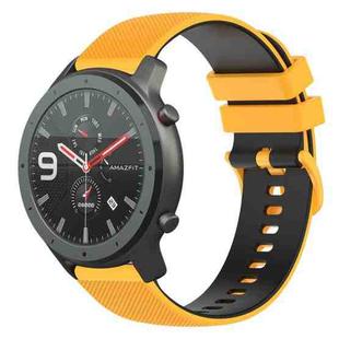 For Amazfit GTR 47mm 22mm Checkered Two-Color Silicone Watch Band(Yellow+Black)