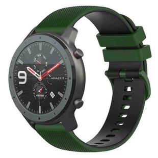 For Amazfit GTR 47mm 22mm Checkered Two-Color Silicone Watch Band(Amy Green+Black)