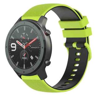 For Amazfit GTR 47mm 22mm Checkered Two-Color Silicone Watch Band(Lime Green+Black)