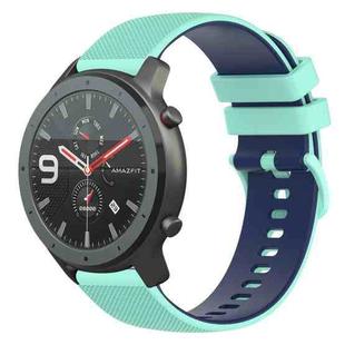 For Amazfit GTR 47mm 22mm Checkered Two-Color Silicone Watch Band(Teal+Blue)