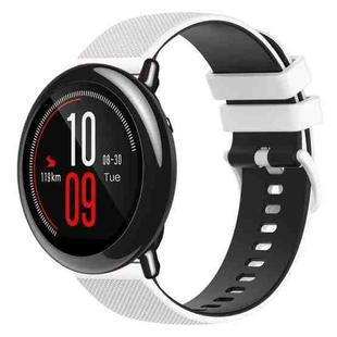 For Amazfit Pace 22mm Checkered Two-Color Silicone Watch Band(White+Black)