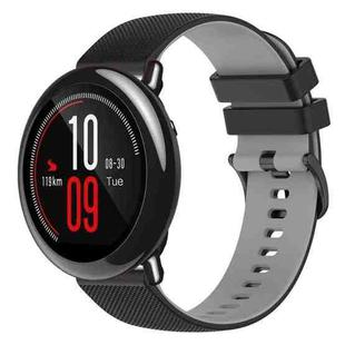 For Amazfit Pace 22mm Checkered Two-Color Silicone Watch Band(Black+Grey)