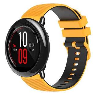 For Amazfit Pace 22mm Checkered Two-Color Silicone Watch Band(Yellow+Black)