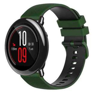 For Amazfit Pace 22mm Checkered Two-Color Silicone Watch Band(Amy Green+Black)