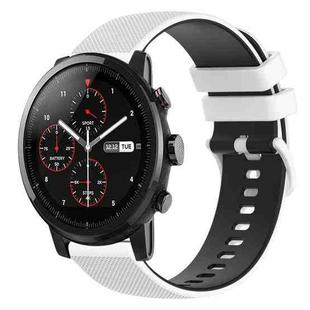 For Amazfit Stratos 22mm Checkered Two-Color Silicone Watch Band(White+Black)