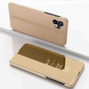 For Nohing Phone 1 Plated Mirror Horizontal Flip Leather Case with Holder(Gold)