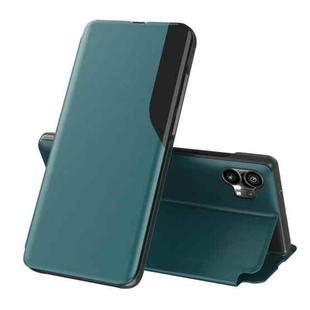 For Nohing Phone 1 Side Display Shockproof Flip Leather PhoneCase(Green)