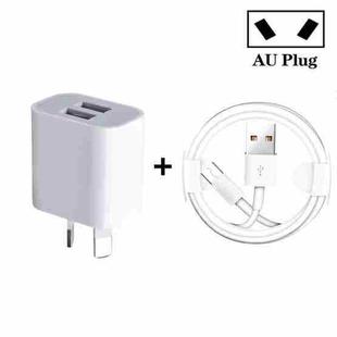 Mini Dual Port USB Charger with USB to Micro USB Data Cable, AU Plug