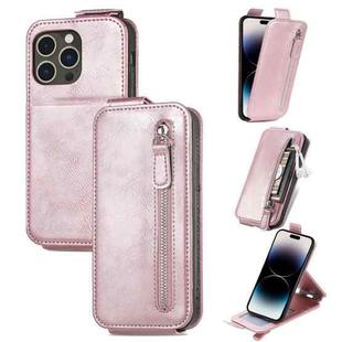 For iPhone 14 Pro Max  Zipper Wallet Vertical Flip Leather Phone Case(Pink)