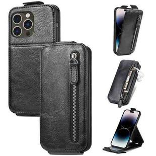 For iPhone 14 Pro Zipper Wallet Vertical Flip Leather Phone Case(Black)