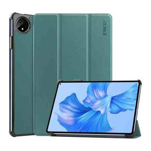 For Huawei MatePad Pro 11 2022 ENKAY Plastic Back Cover Smart Leather Stand Case(Dark Green)