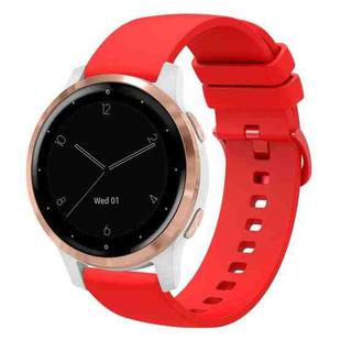 For Garmin Vivoactive 4S 18mm Solid Color Soft Silicone Watch Band(Red)