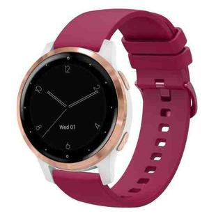 For Garmin Vivoactive 4S 18mm Solid Color Soft Silicone Watch Band(Burgundy)