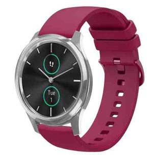 For Garmin VivoMove Luxe 20mm Solid Color Soft Silicone Watch Band(Burgundy)