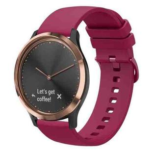 For Garmin Vivomove HR Sport 20mm Solid Color Soft Silicone Watch Band(Burgundy)