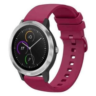 For Garmin Vivoactive 3 20mm Solid Color Soft Silicone Watch Band(Burgundy)