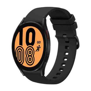 For Samsung Galaxy Watch4 44mm 20mm Solid Color Soft Silicone Watch Band(Black)