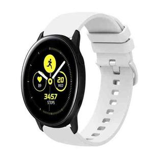 For Samsung Galaxy Watch Active 40mm 20mm Solid Color Soft Silicone Watch Band(White)