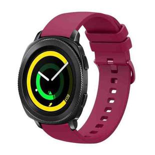 For Samsung Gear Sport 20mm Solid Color Soft Silicone Watch Band(Wine Red)