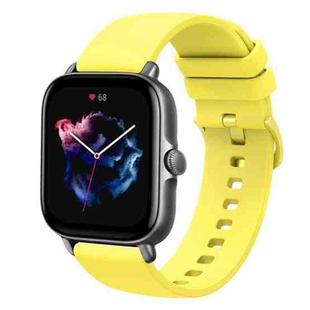 For Amazfit GTS 3 20mm Solid Color Soft Silicone Watch Band(Yellow)